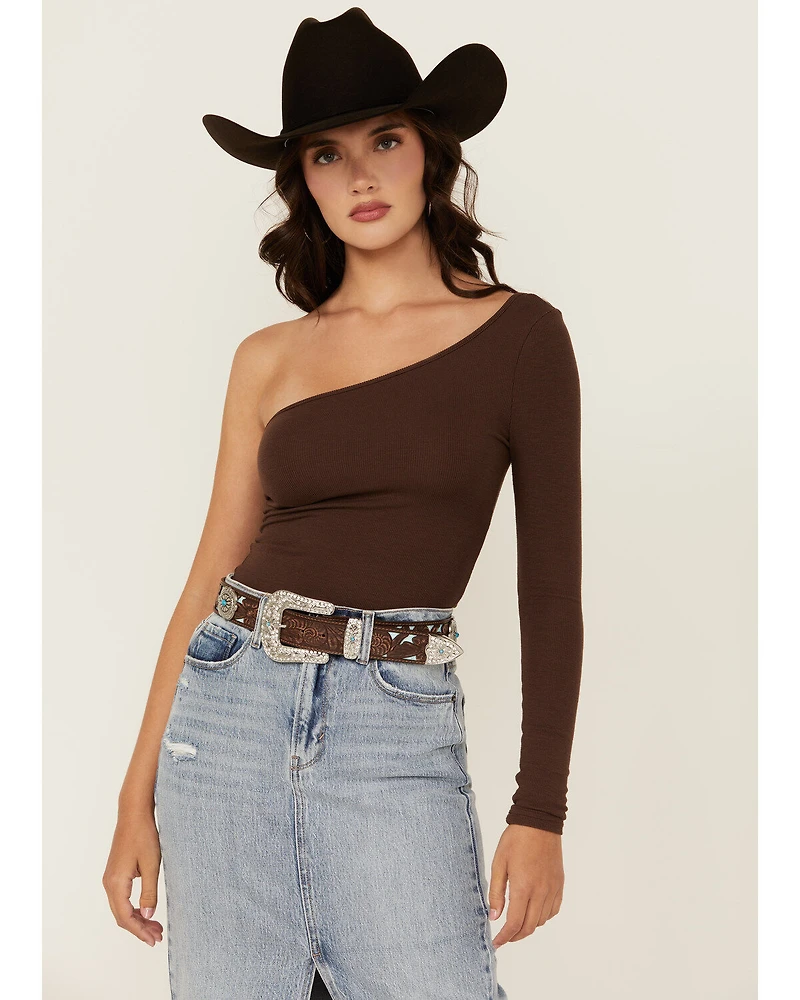 Shyanne Women's Underlay Concho Studded Tooled Belt