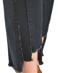 Tractr Women's Front Fray Panel Step Hem Jeans