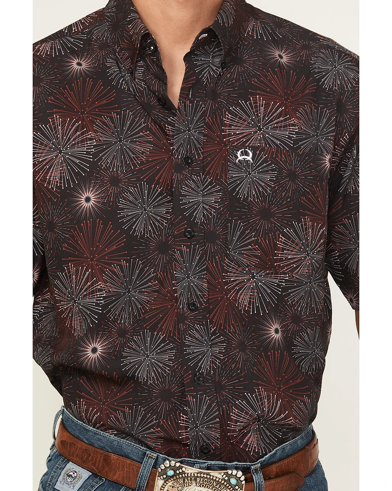 Cinch Men's Printed Short Sleeve Button-Down Performance Stretch Western Shirt