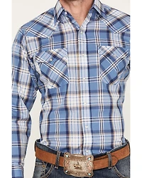 Ely Walker Men's Plaid Print Long Sleeve Pearl Snap Western Shirt