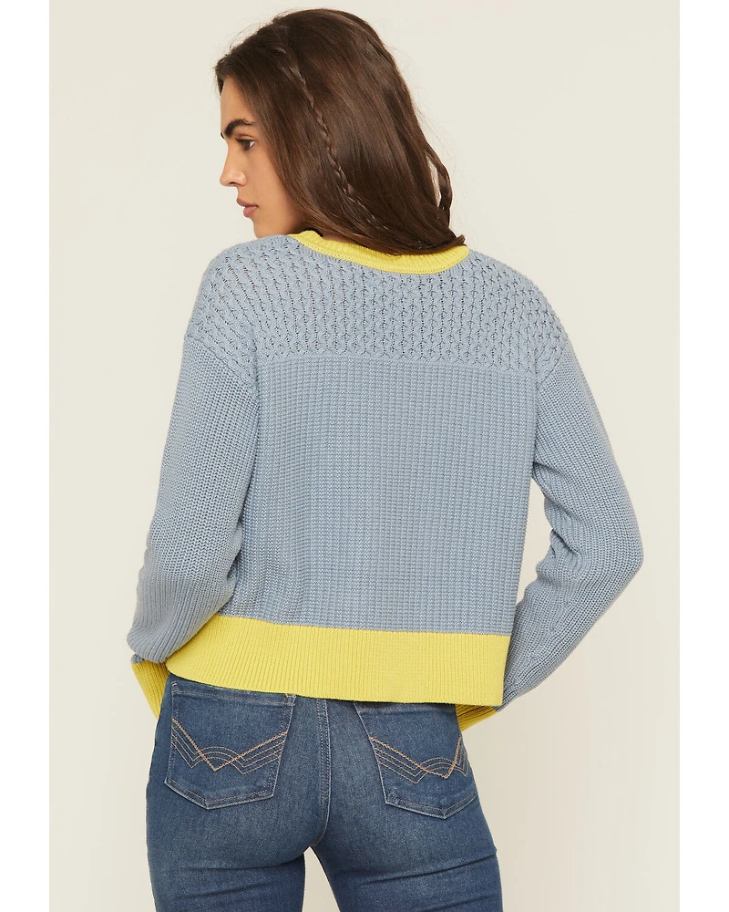 Cleo + Wolf Women's Colorblock And Stitch Sweater