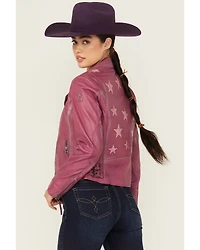 Mauritius Leather Women's Christy Star Zip-Front Moto Jacket