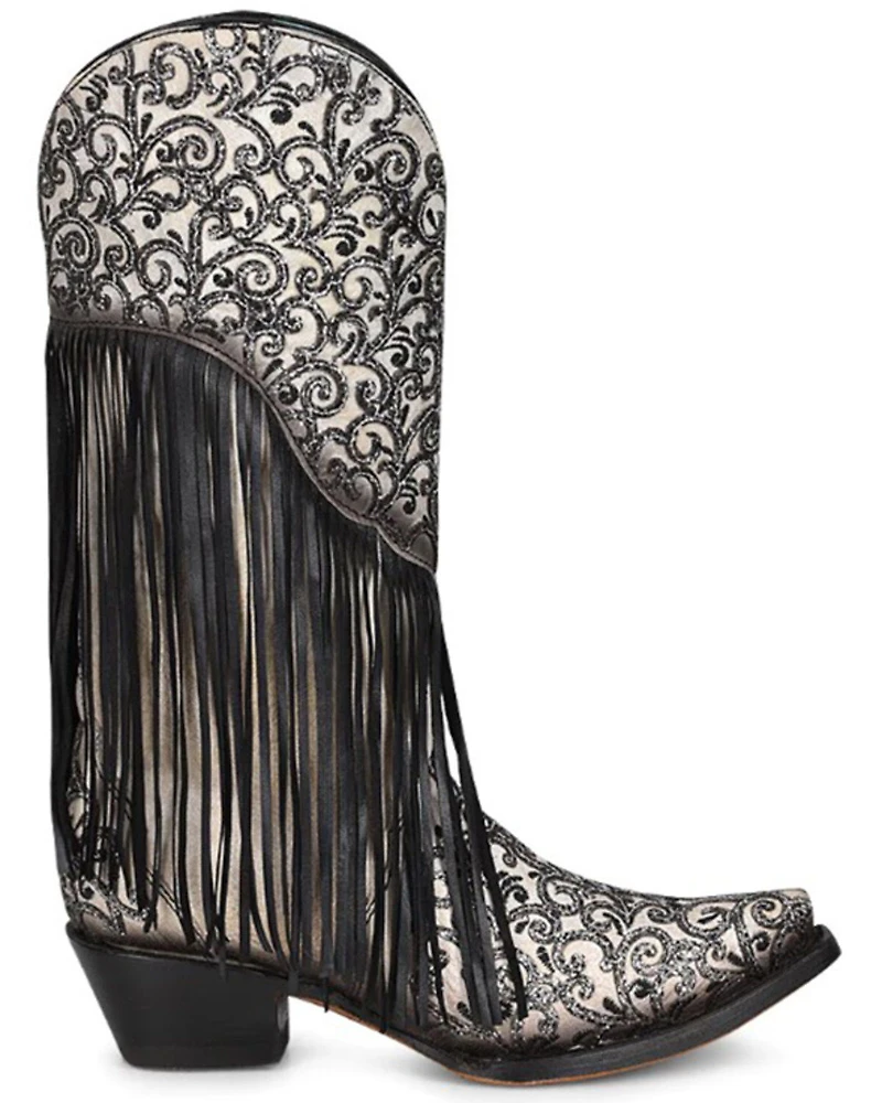 Corral Women's Glitter Fringe Western Boots - Snip Toe