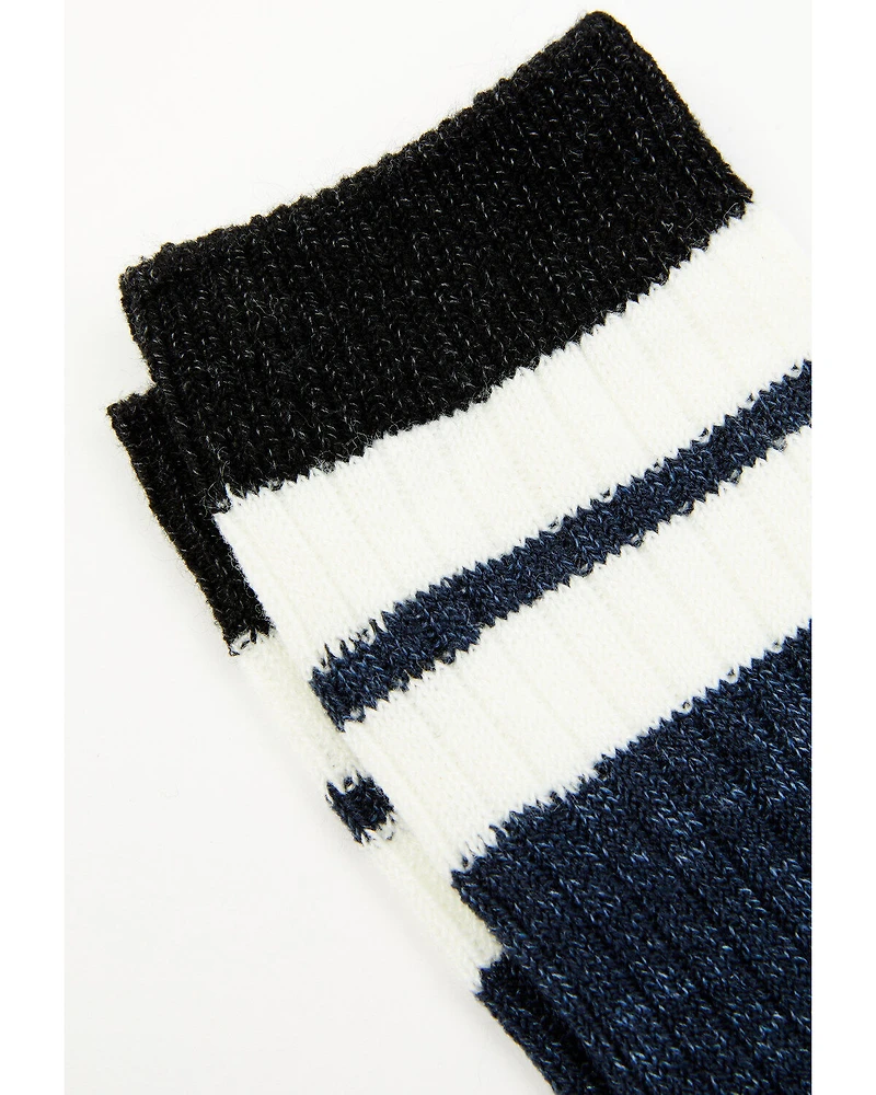 Brother's and Sons Men's Blue Rugby Stripe Crew Socks