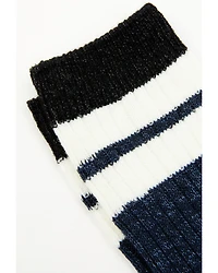 Brother's and Sons Men's Blue Rugby Stripe Crew Socks