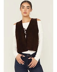 Shyanne Women's Suede Tie Front Knit Fashion Vest