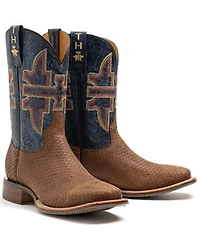 Tin Haul Men's Faux Viper Print Western Boots - Broad Square Toe