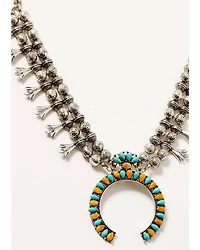Shyanne Women's Silver & Turquoise Beaded Squash Blossom Pendant Necklace