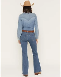 Wrangler Women's Bespoke Elsie Medium Wash High Rise Flare Stretch Denim Jeans