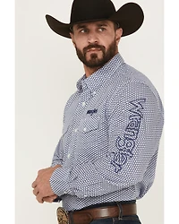 Wrangler Men's Logo Geo Print Long Sleeve Button-Down Western Shirt - Tall