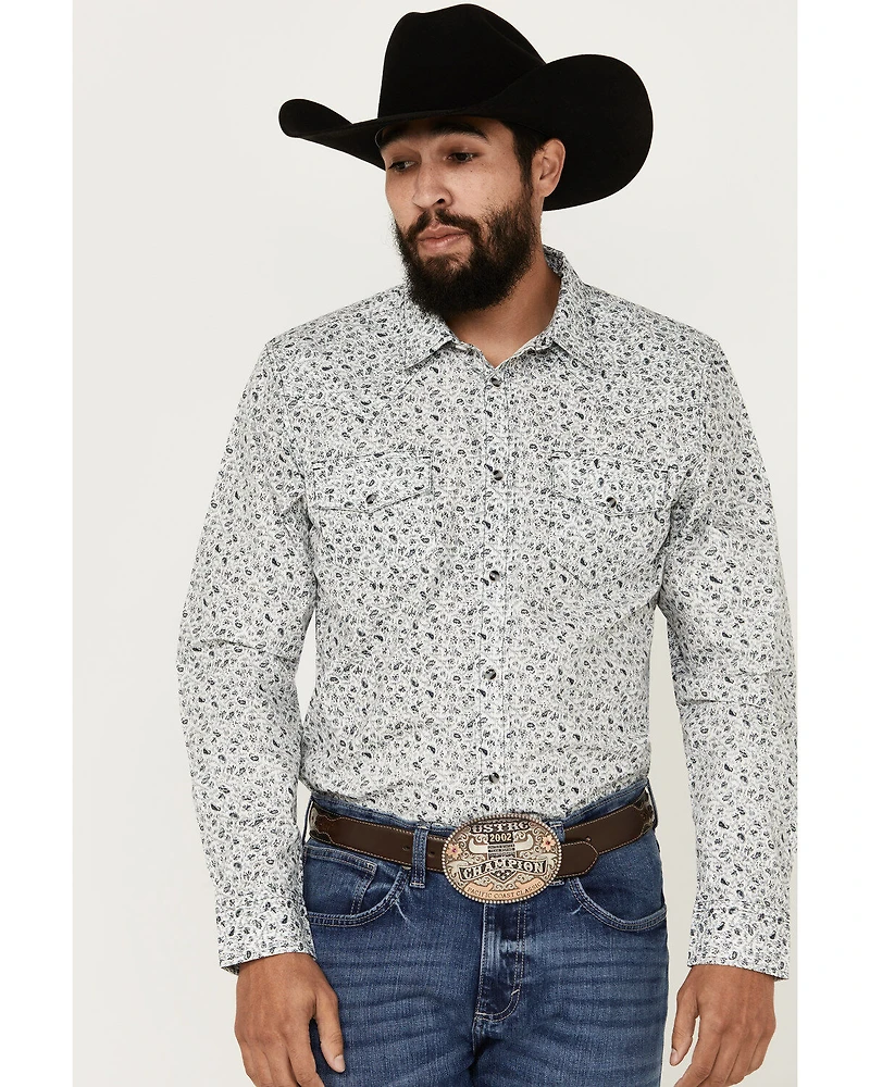 Gibson Trading Co Men's Static Paisley Floral Print Long Sleeve Pearl Snap Western Shirt