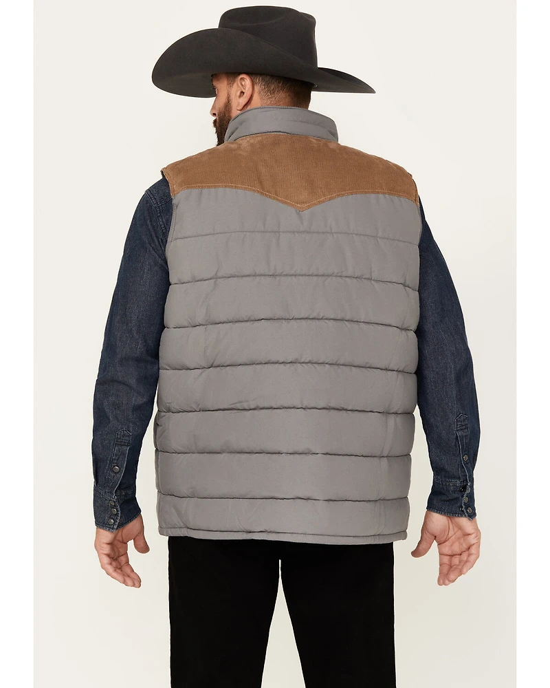 Wrangler Men's Fence Post Western Yoke Snap Puffer Vest