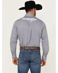 Wrangler Men's Geo Print Logo Long Sleeve Button-Down Western Shirt