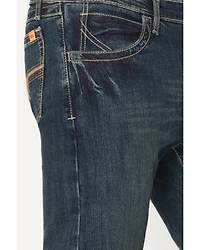 Wrangler Men's FR Dark Wash Vintage Slim Bootcut Stretch Denim Jeans