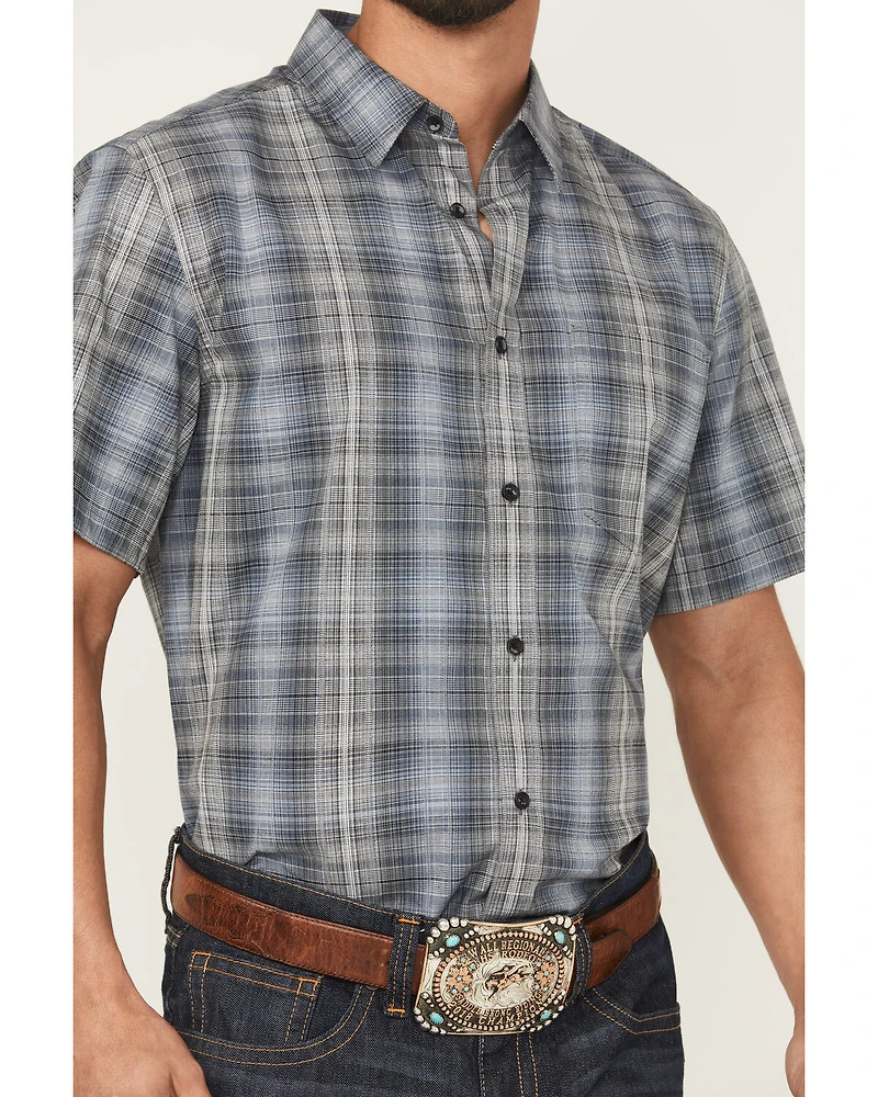 Cody James Men's Nevada Plaid Print Short Sleeve Button-Down Stretch Western Shirt