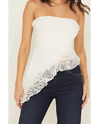 Shyanne Women's Eyelet Asymmetrical Strapless Top
