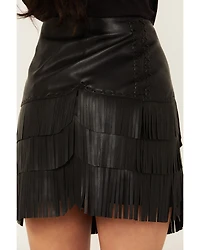 Idyllwind Women's Irene Fringe Faux Leather Skirt