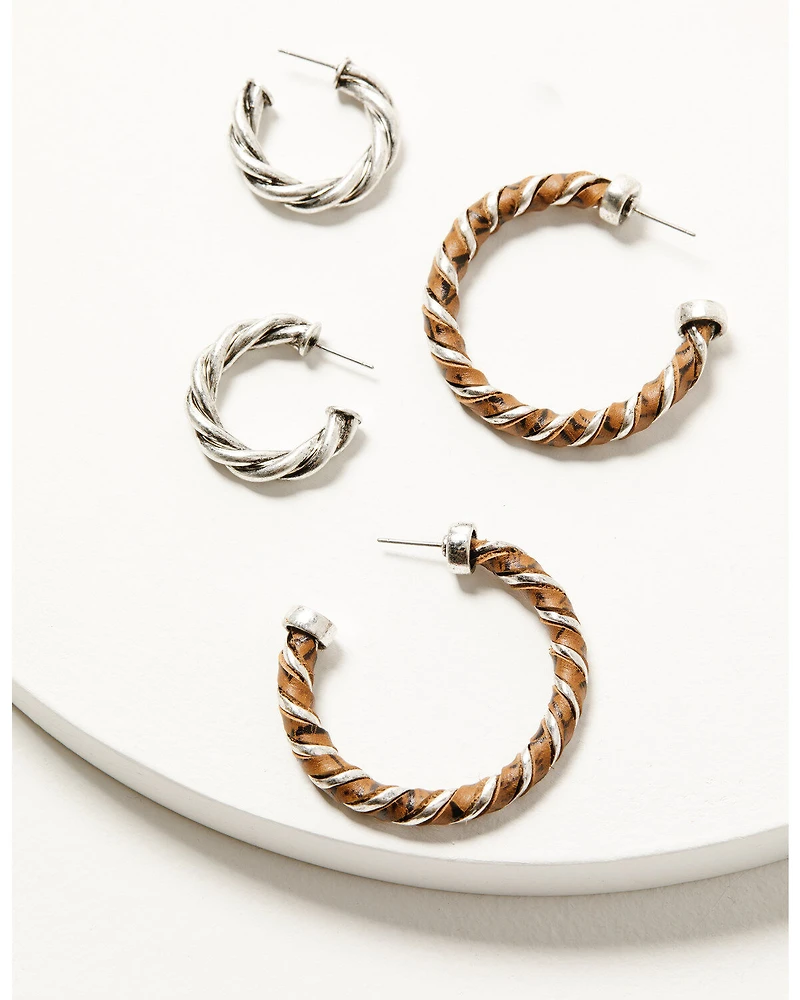 Shyanne Women's Heritage Valley Twisted Hoop Earring Set - 2 Piece