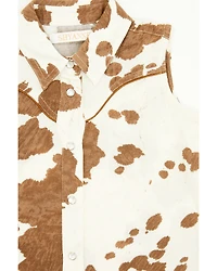 Shyanne Toddler Girls' Cow Print Sleeveless Snap Tie Front Shirt