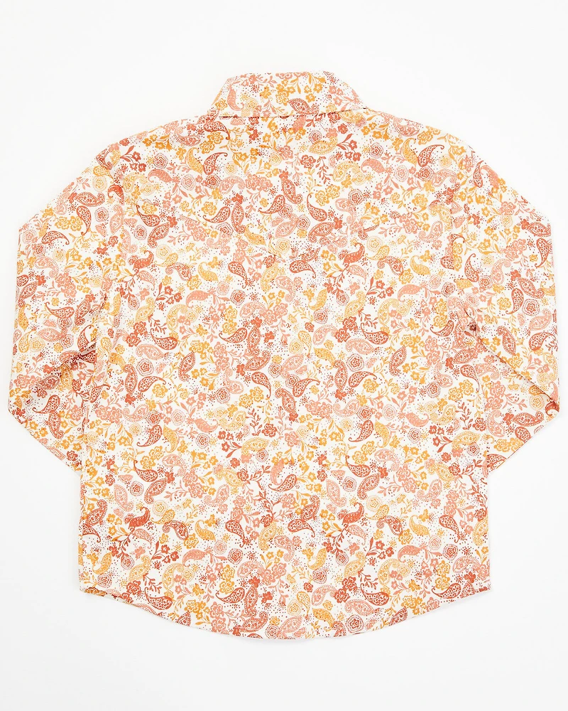 Shyanne Toddler Girls' Ash Floral Print Long Sleeve Pearl Snap Stretch Western Shirt