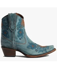 Corral Women's Flower Embroidered Ankle Western Booties - Snip Toe