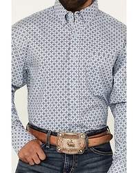 George Strait by Wrangler Men's Geo Print Long Sleeve Button-Down Stretch Western Shirt