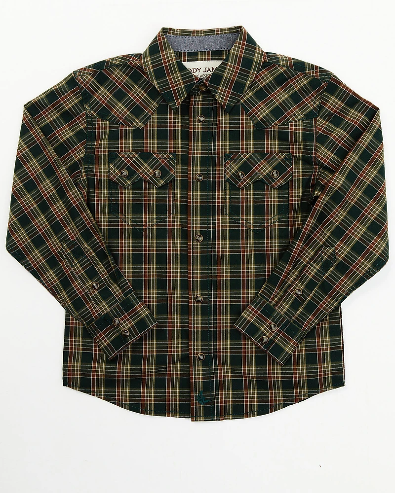 Cody James Toddler Boys' Douglas Fir Plaid Print Long Sleeve Snap Western Shirt