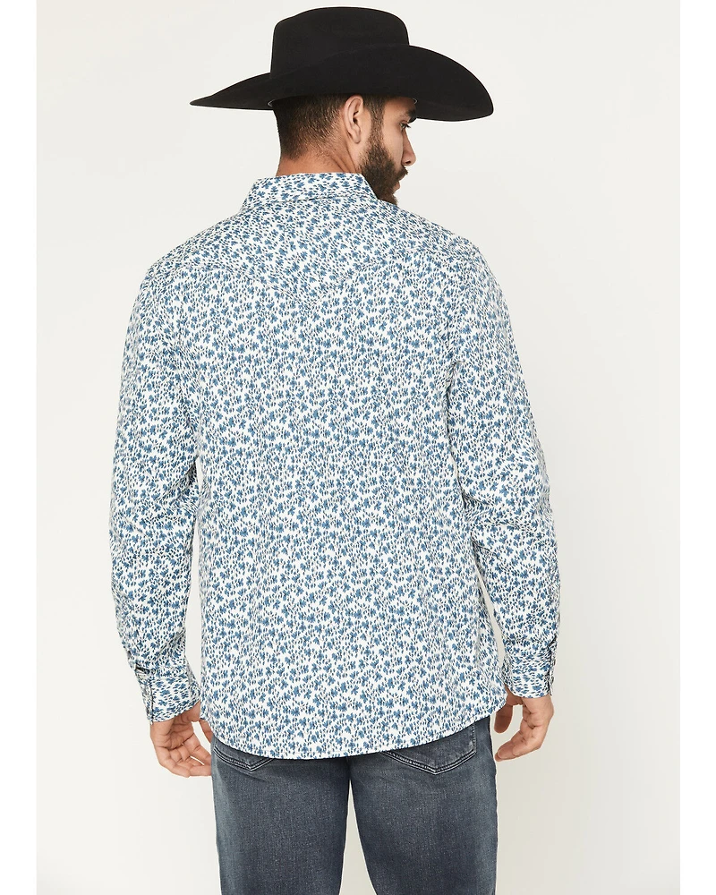 Moonshine Spirit Men's Falling Leaf Floral Print Long Sleeve Snap Western Shirt