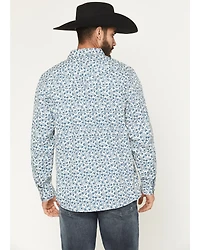 Moonshine Spirit Men's Falling Leaf Floral Print Long Sleeve Snap Western Shirt