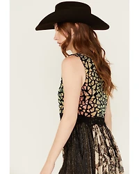 Miss Me Women's Sequins High Low Vest