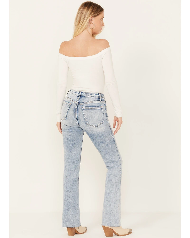 Vervet Women's Light Wash High Rise Faded Bootcut Jeans