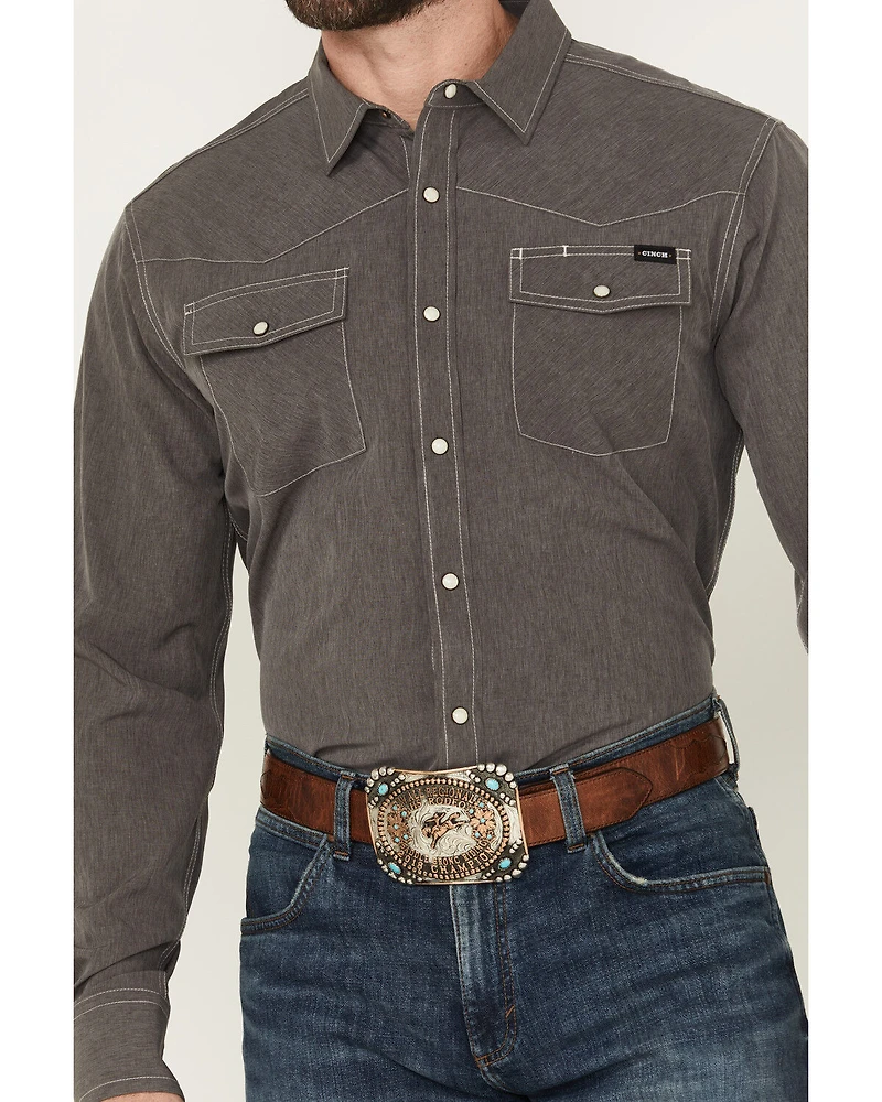 Cinch Men's Solid Long Sleeve Snap Performance Western Shirt