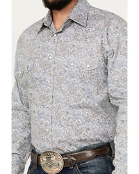 Rough Stock by Panhandle Men's Bandana Paisley Print Long Sleeve Pearl Snap Stretch Western Shirt