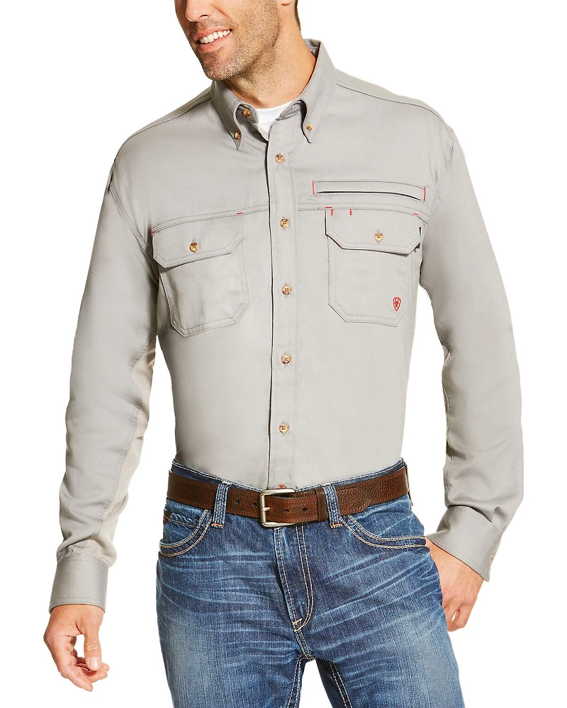 Ariat Men's FR Solid Vent Long Sleeve Button Down Work Shirt - Big