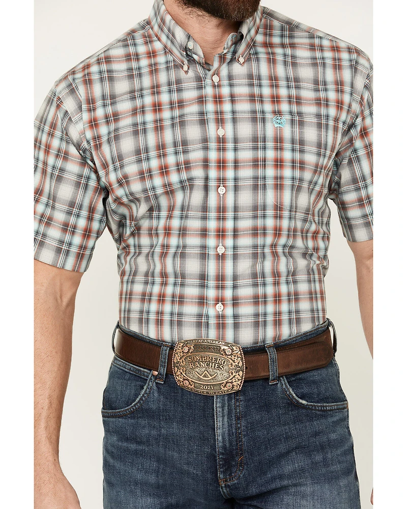 Cinch Men's Plaid Print Short Sleeve Button-Down Western Shirt