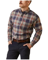 Ariat Men's FR Kane Plaid Print Long Sleeve Button-Down Work Shirt
