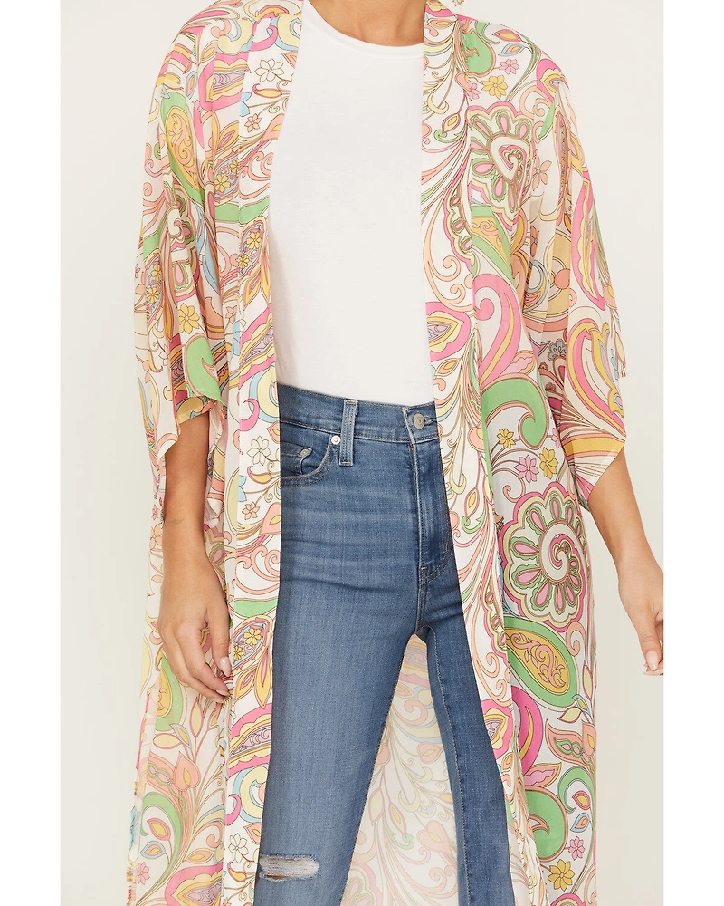 Flying Tomato Women's Paisley Print Kimono
