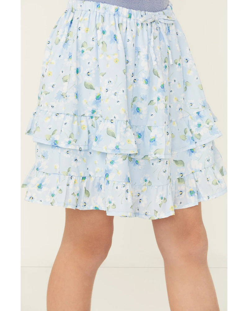 Trixxi Girls' Floral Print Ruffle Skirt