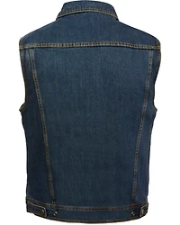 Milwaukee Leather Men's Snap Front Denim Vest with Shirt Collar