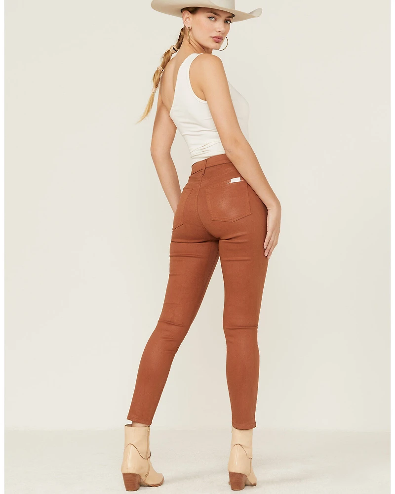 7 For All Mankind Women's Coated Faux Leather Ankle Skinny Jeans