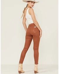 7 For All Mankind Women's Coated Faux Leather Ankle Skinny Jeans