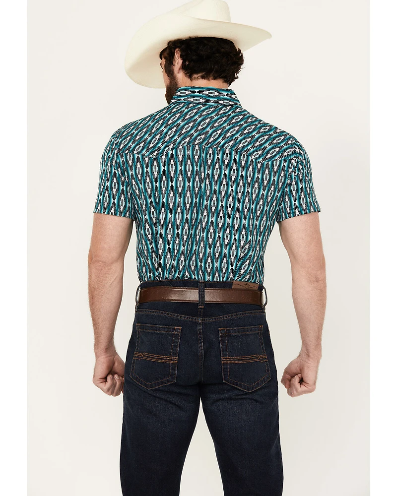 Panhandle Men's Southwestern Print Short Sleeve Snap Western Stretch Shirt