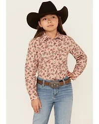 Ariat Girls' Floral Print Long Sleeve Snap Western Shirt