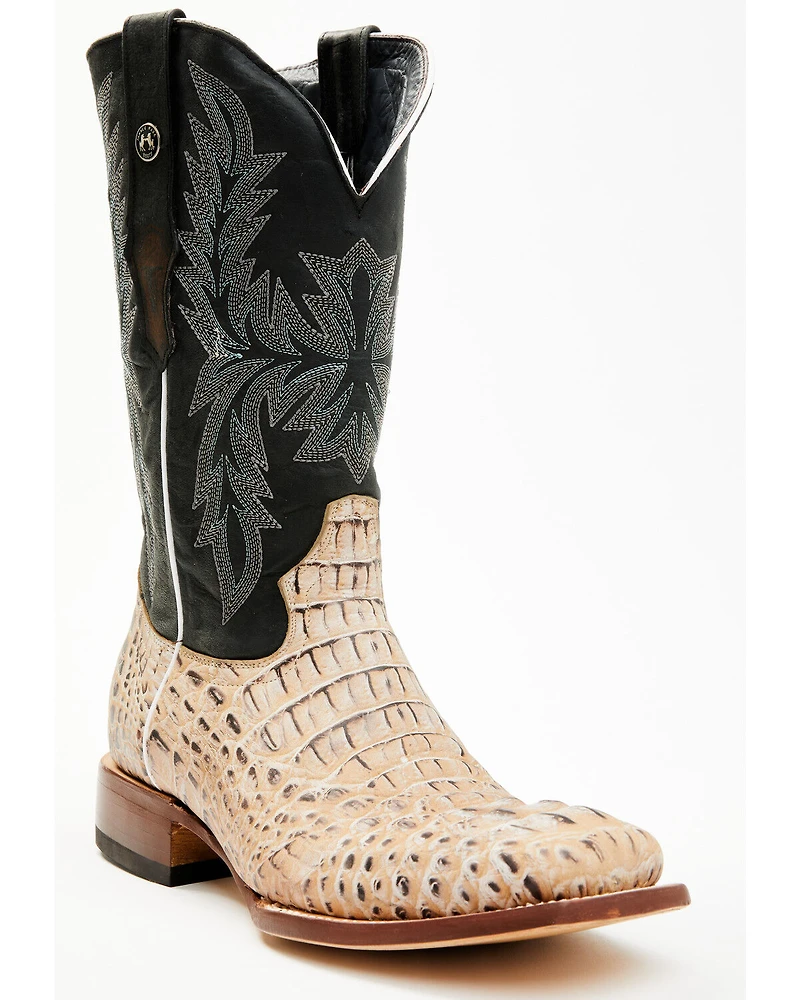 Tanner Mark Men's Caiman Print Western Boots - Broad Square Toe