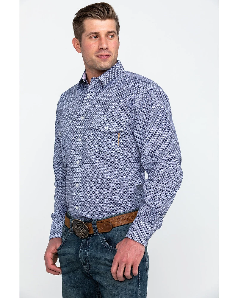 Resistol Men's Suffolk Geo Print Long Sleeve Western Shirt
