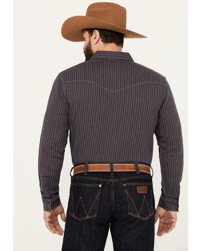 Blue Ranchwear Men's Laramie Striped Long Sleeve Western Snap Shirt