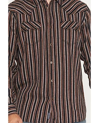 Moonshine Spirit Men's Timberwolf Striped Long Sleeve Snap Flannel Shirt