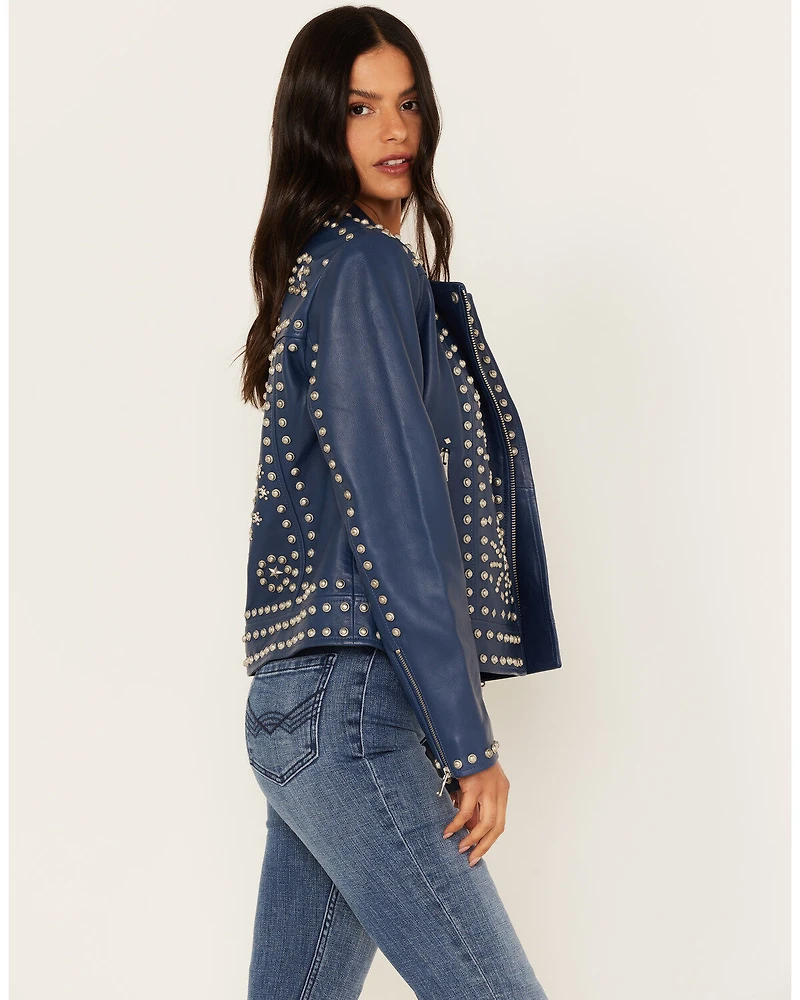 Idyllwind Women's Studded Moto Leather Jacket