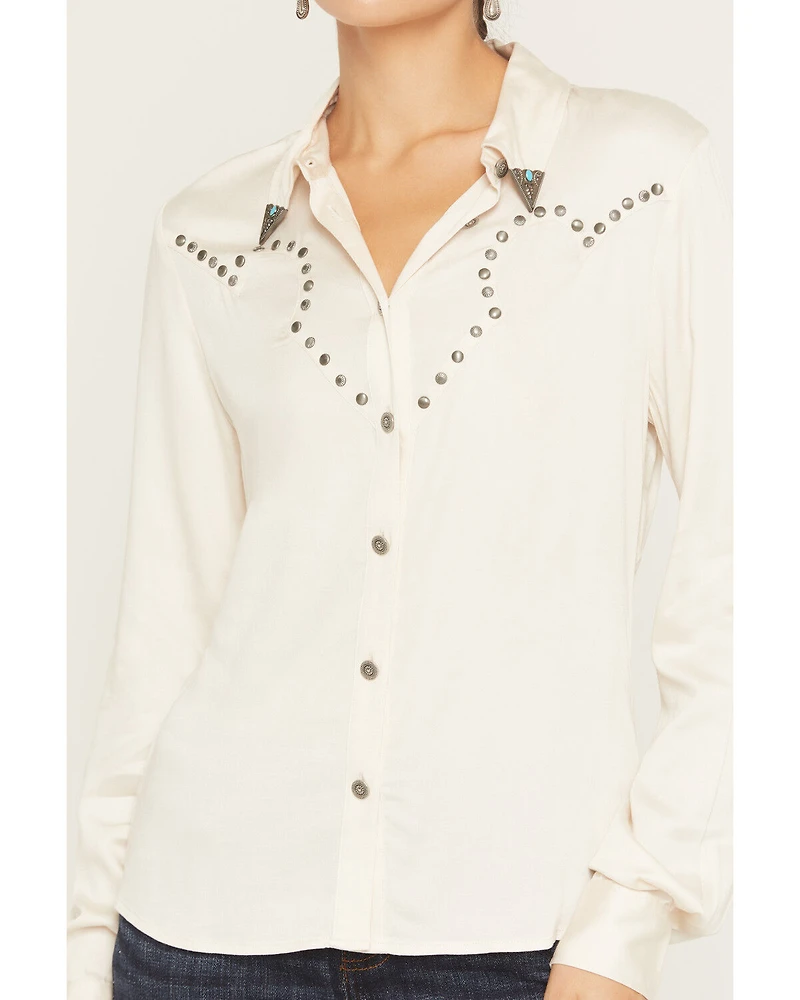Idyllwind Women's Fairlawn Sateen Studded Long Sleeve Button-Down Western Shirt