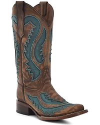 Circle G Women's Inlay Embroidered Western Boots - Square Toe